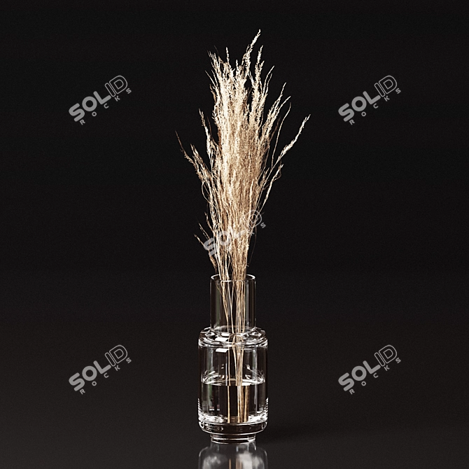 Pampas Branch Bouquet Set 3D model image 1