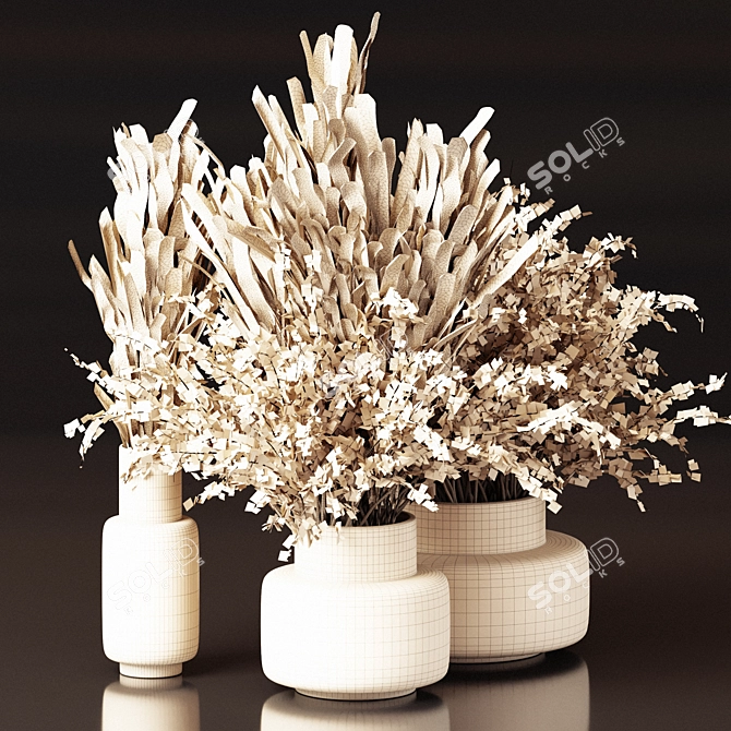 Pampas Branch Bouquet Set 3D model image 2