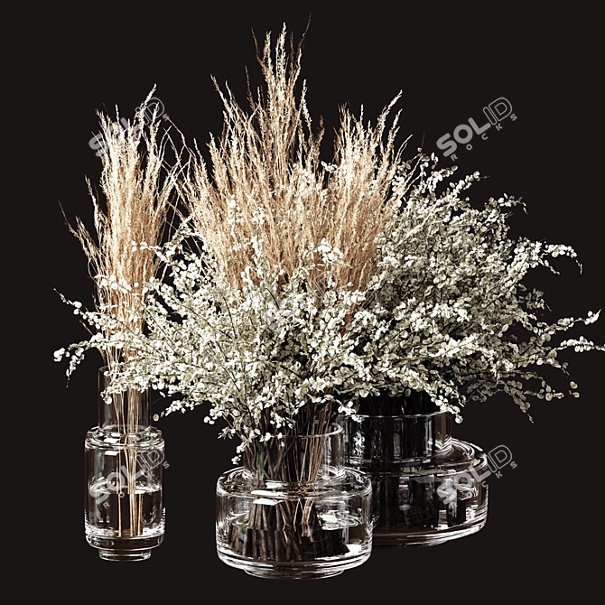 Pampas Branch Bouquet Set 3D model image 3