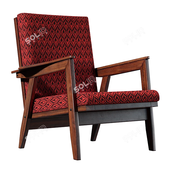 Vintage Armchair with PBR Finish 3D model image 1