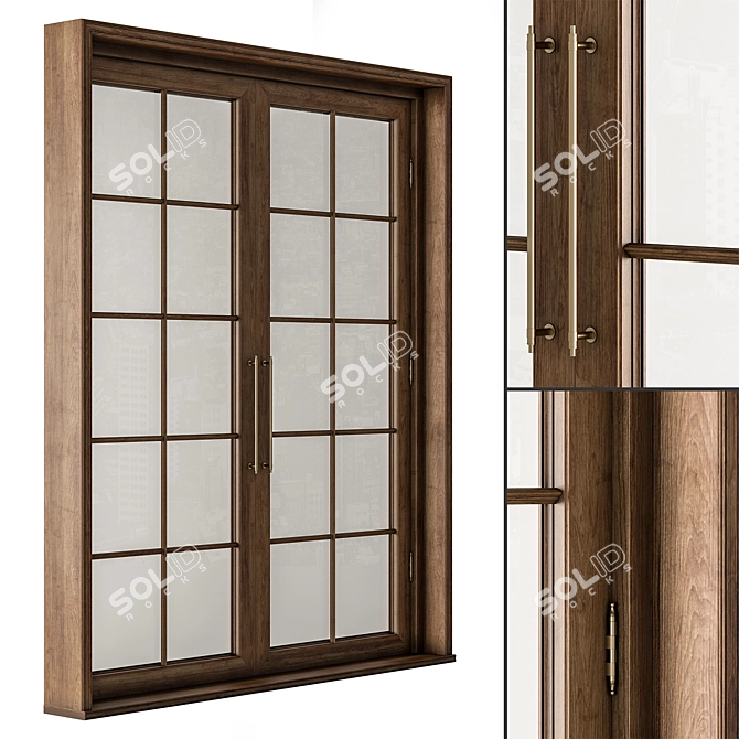 Neo Classic Glass Wood Doors 3D model image 1