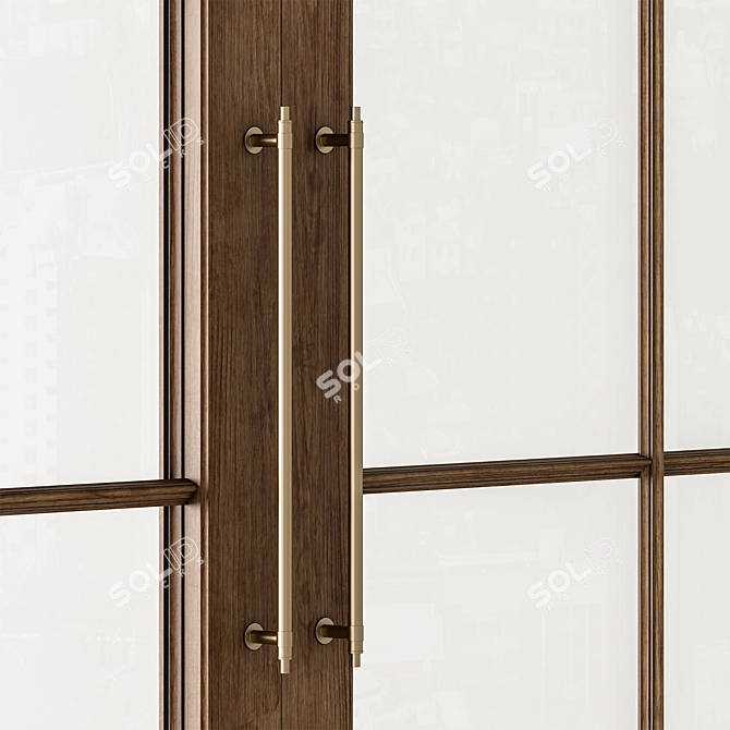 Neo Classic Glass Wood Doors 3D model image 2