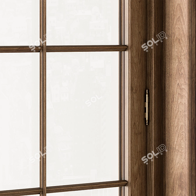 Neo Classic Glass Wood Doors 3D model image 3