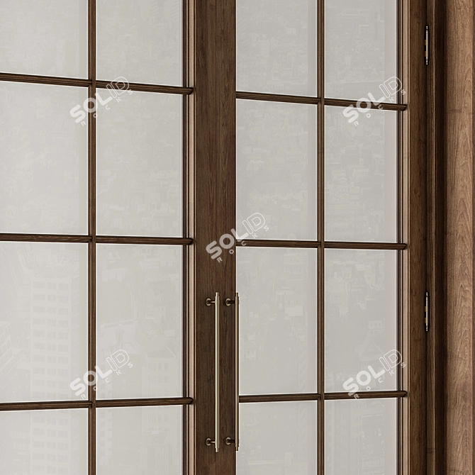 Neo Classic Glass Wood Doors 3D model image 4