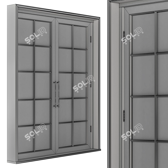 Neo Classic Glass Wood Doors 3D model image 5