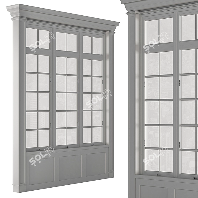 Elegant White Window Set 3D model image 1