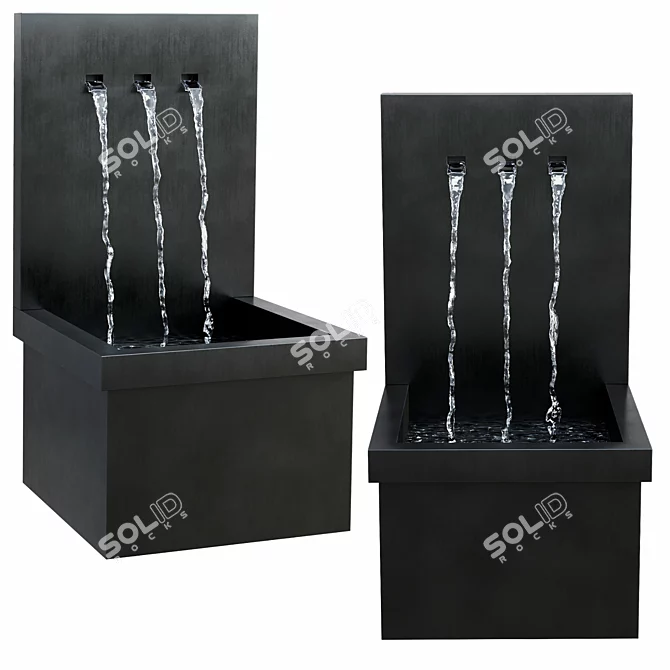 Sleek Steel Wall Water Feature 3D model image 1