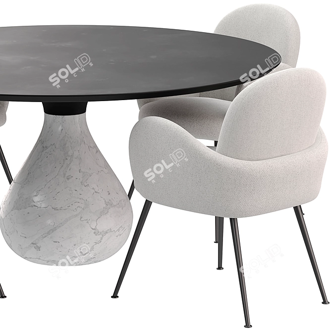 Modern Dining Set Aqua & Bonnie 3D model image 1