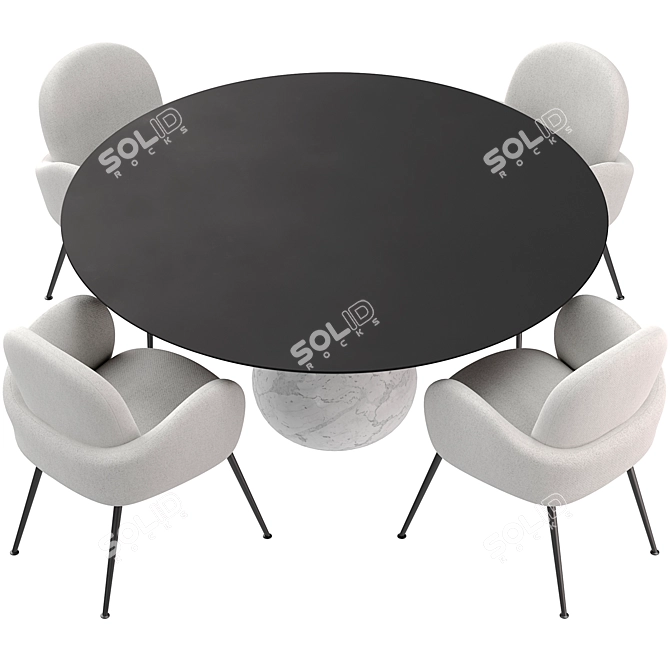 Modern Dining Set Aqua & Bonnie 3D model image 2