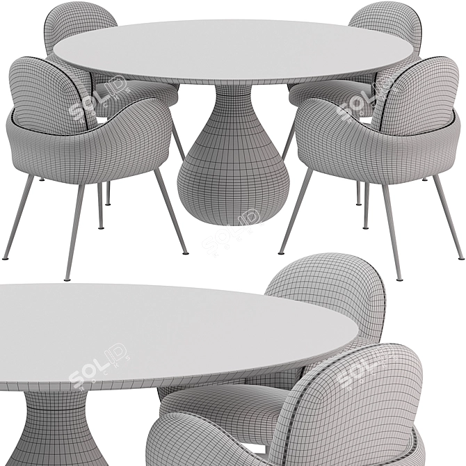 Modern Dining Set Aqua & Bonnie 3D model image 3