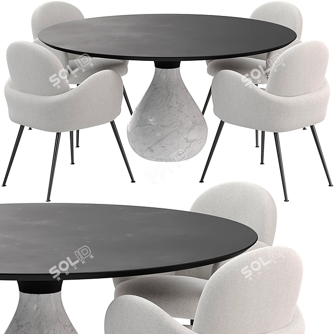 Modern Dining Set Aqua & Bonnie 3D model image 4