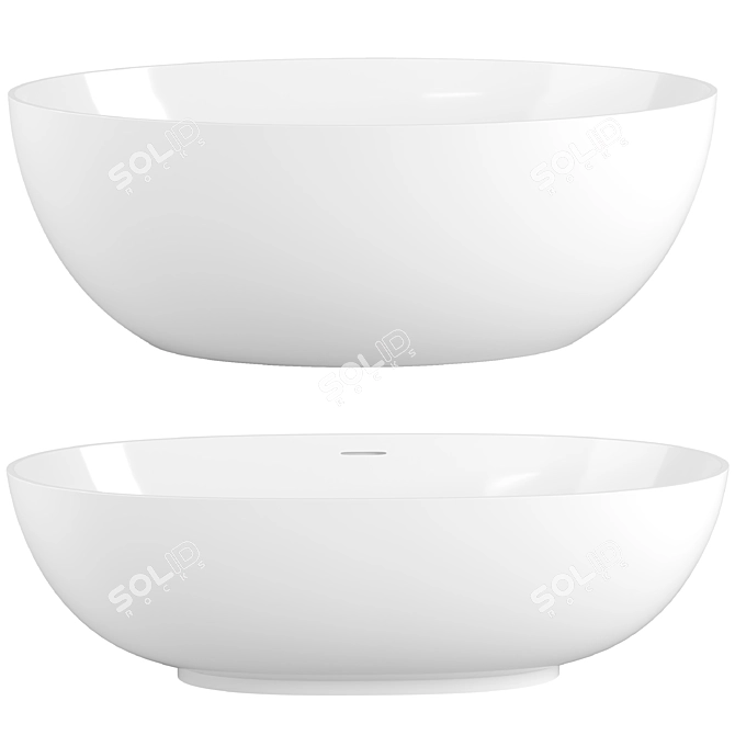 Modern White Stone Curved Baths 3D model image 1