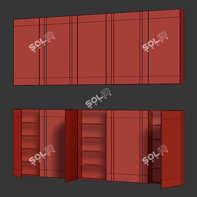 Modern Horizontal Reverse Mirror 3D model image 2