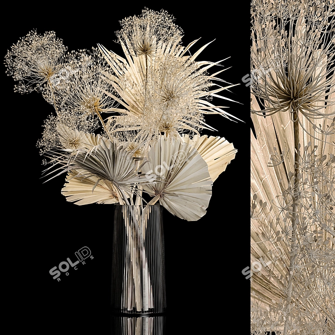 White Delight Dry Flower Bouquet 3D model image 1