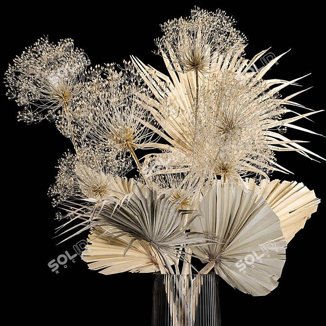 White Delight Dry Flower Bouquet 3D model image 2