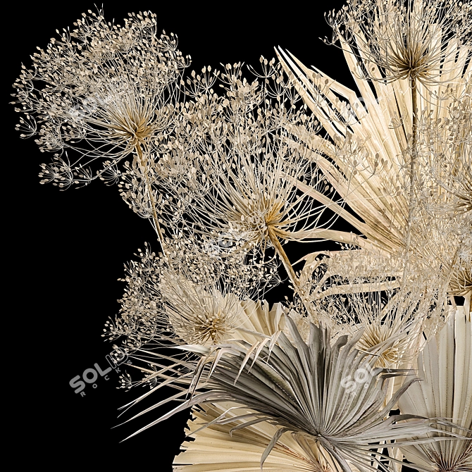 White Delight Dry Flower Bouquet 3D model image 3