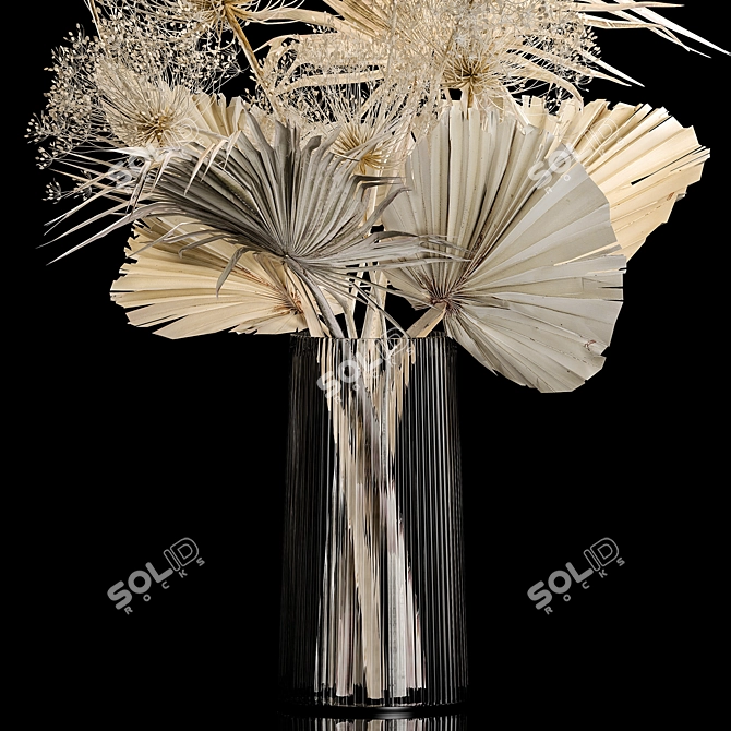 White Delight Dry Flower Bouquet 3D model image 4