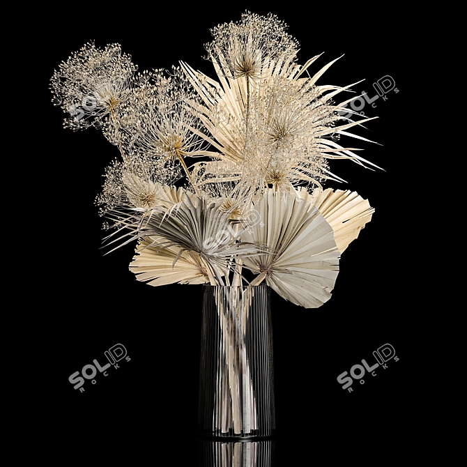 White Delight Dry Flower Bouquet 3D model image 5