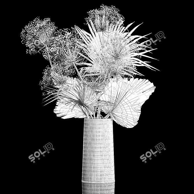 White Delight Dry Flower Bouquet 3D model image 7