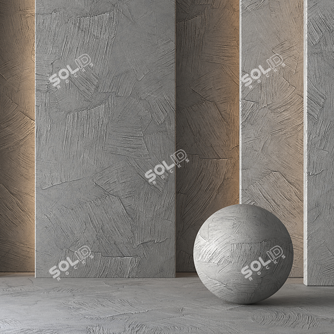 Renovated Plaster Seamless Texture Set 3D model image 2