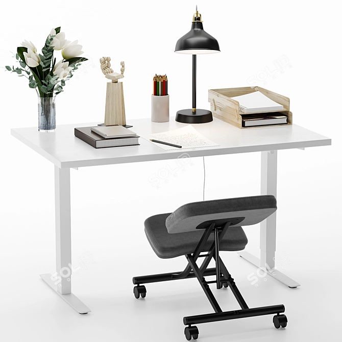 IKEA Office Workspace Set 3D model image 1