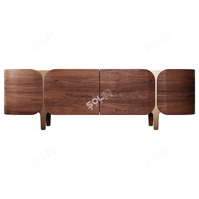 Enne Boji Sideboard: Brass & Travertine 3D model image 2