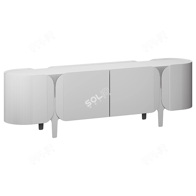 Enne Boji Sideboard: Brass & Travertine 3D model image 3