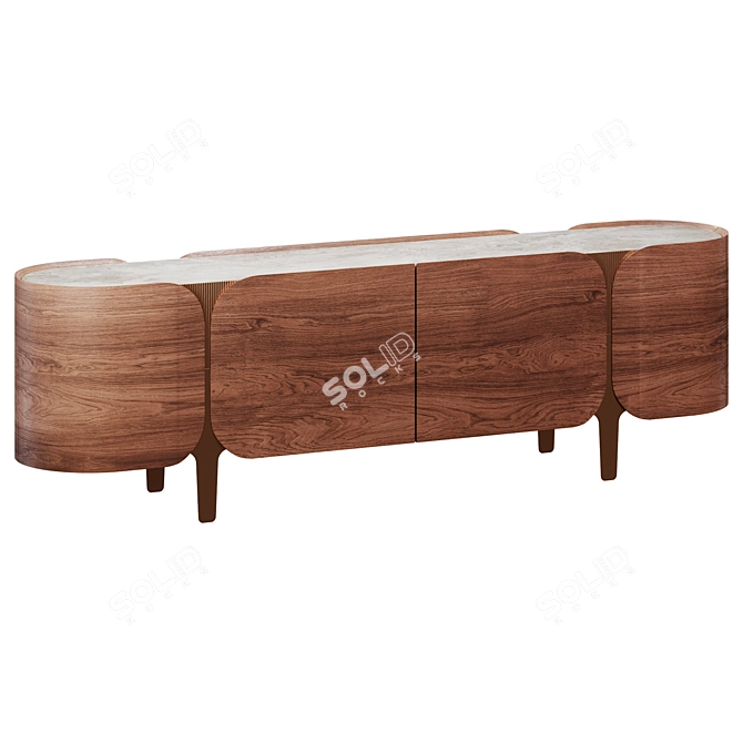 Enne Boji Sideboard: Brass & Travertine 3D model image 4