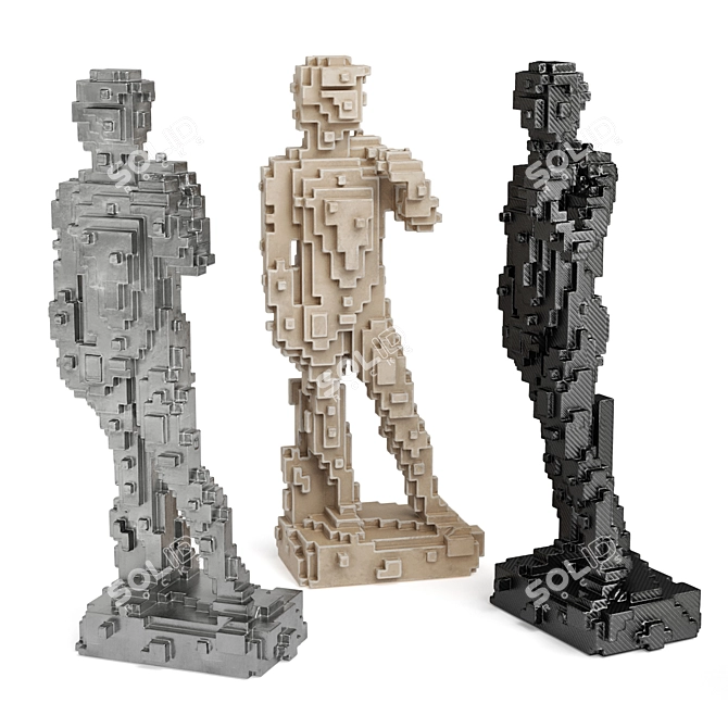 Michelangelo Pixel Art Sculpture 3D model image 1