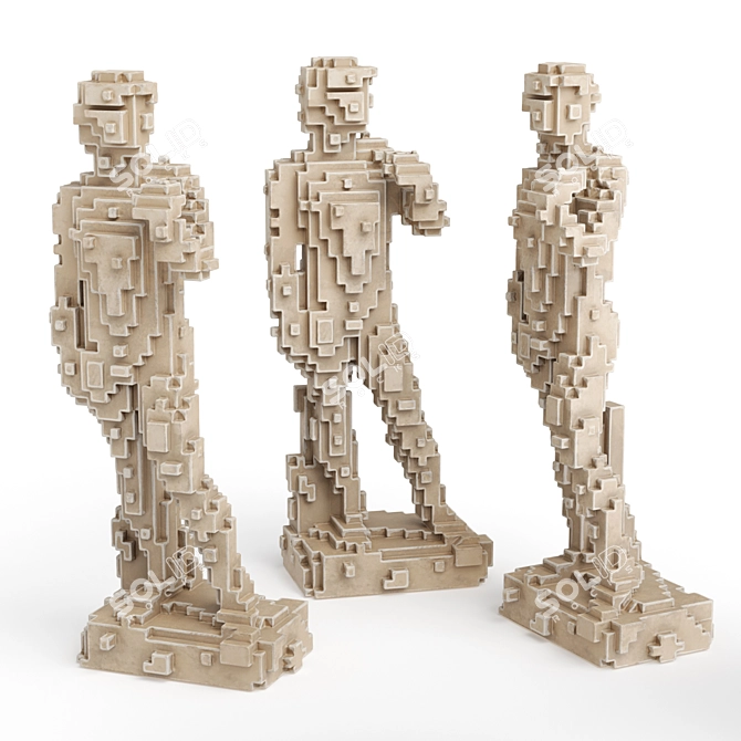 Michelangelo Pixel Art Sculpture 3D model image 2