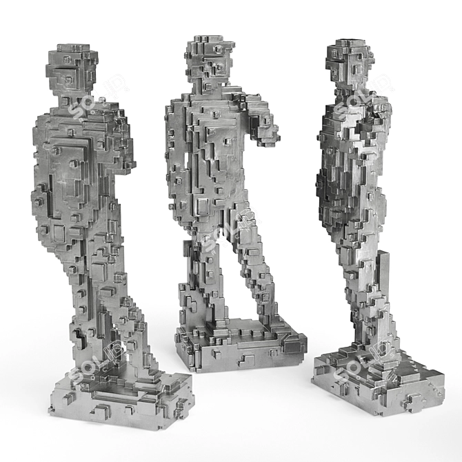 Michelangelo Pixel Art Sculpture 3D model image 3