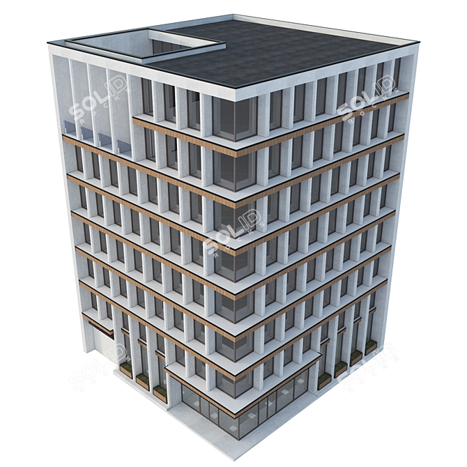 Modern Office Building Exterior Model 3D model image 6