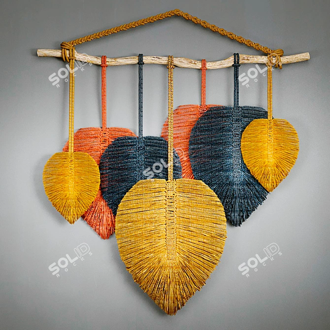 Title: Boho Leaf Macrame Wall Decor 3D model image 2