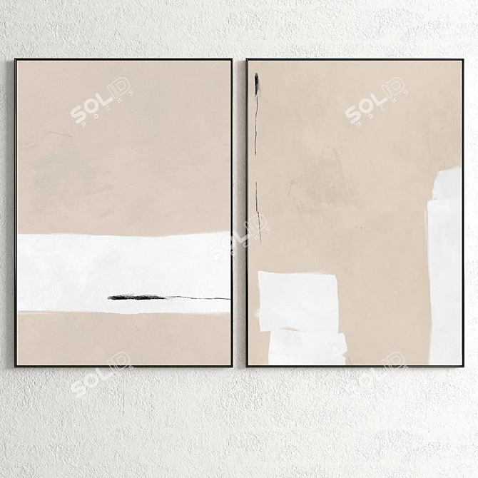 Dual Plaster Photo Frame, Interior Décor 3D model image 2