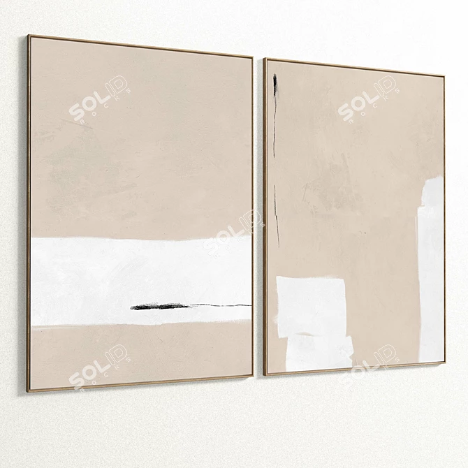 Dual Plaster Photo Frame, Interior Décor 3D model image 3