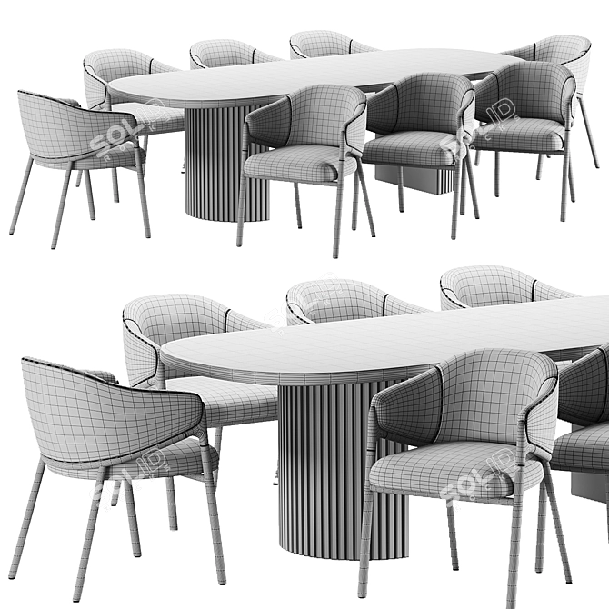 Modern Hammer Dining Set: 3Ds Max Scene 3D model image 3