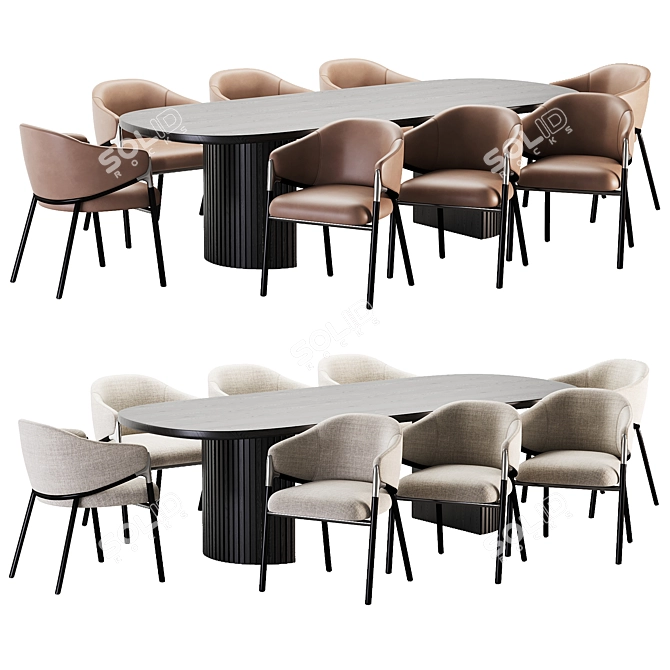 Modern Hammer Dining Set: 3Ds Max Scene 3D model image 4