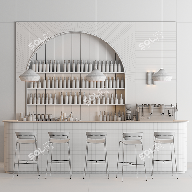 Modern Marrone Bar Design 3D model image 5