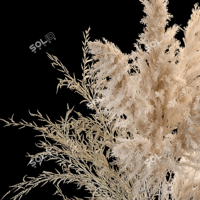 White Pampas Grass Bouquet 3D model image 4