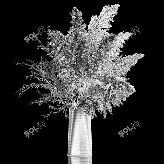 White Pampas Grass Bouquet 3D model image 6