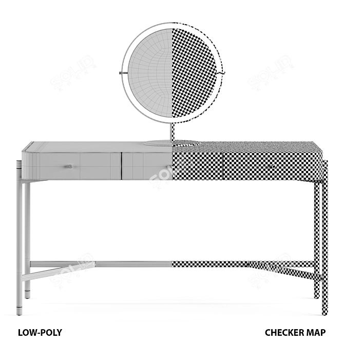 Luxury Rosie Dressing Table in Washed Veneers Wood 3D model image 6