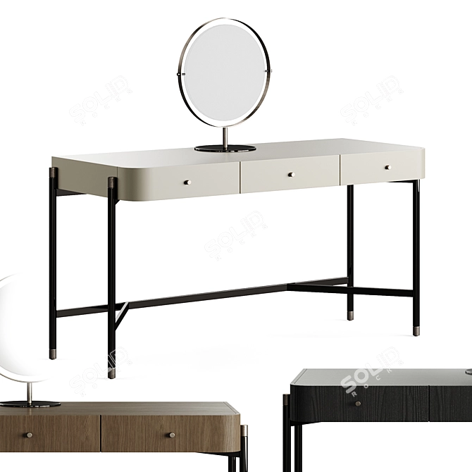 Luxury Rosie Dressing Table in Washed Veneers Wood 3D model image 10