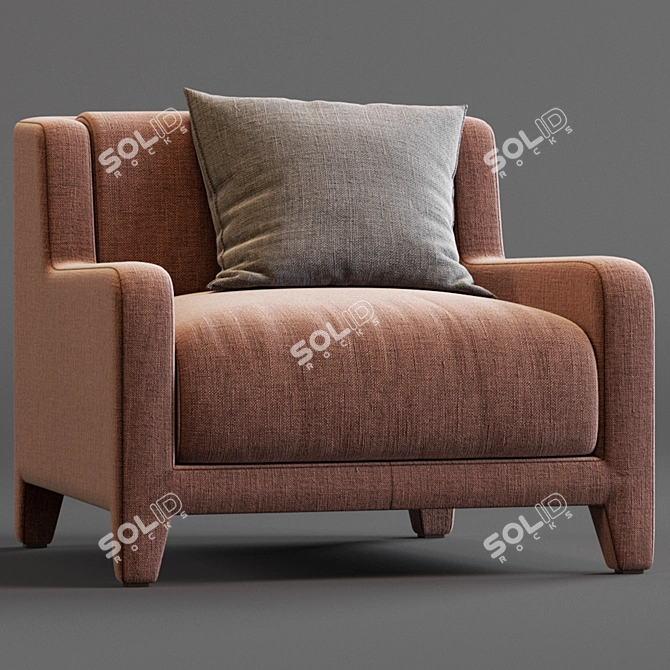 Vintage 40s Style Alma Armchair 3D model image 7