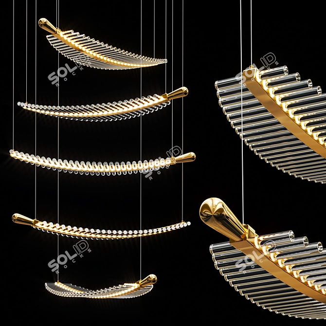 Elegant Feather Spiral Chandelier 3D model image 1