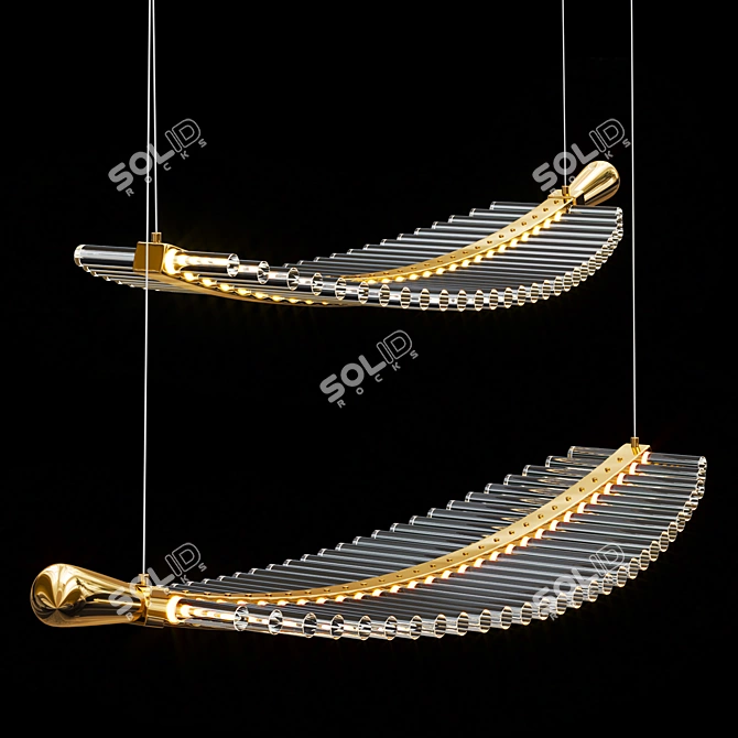 Elegant Feather Spiral Chandelier 3D model image 2