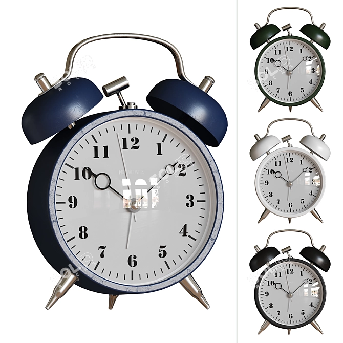 4 Variations Twin Bell Alarm Clock 3D model image 1