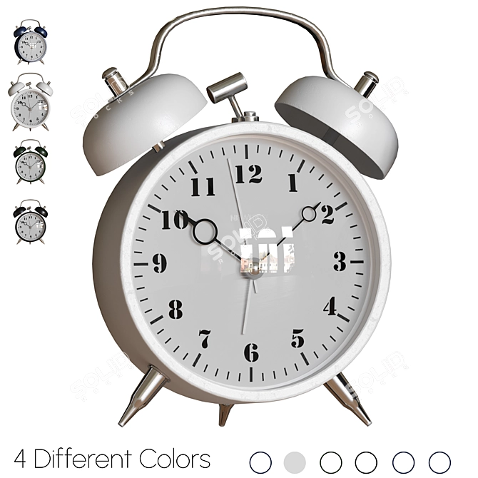 4 Variations Twin Bell Alarm Clock 3D model image 3