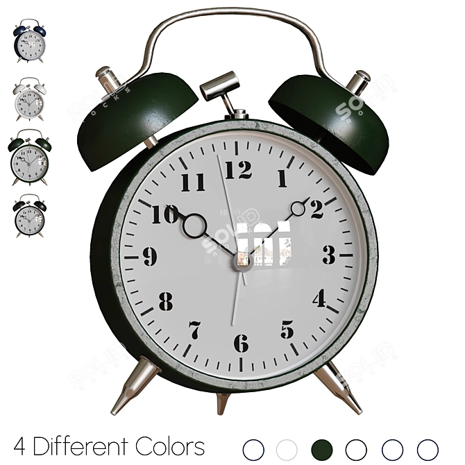 4 Variations Twin Bell Alarm Clock 3D model image 4