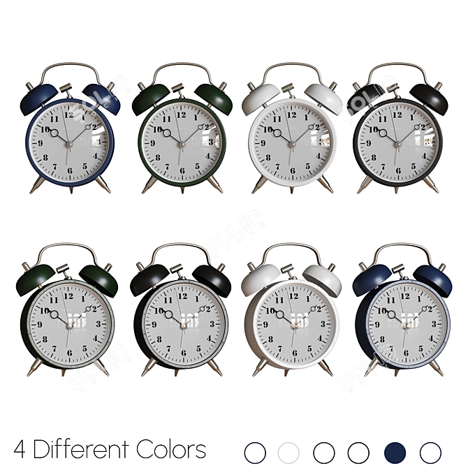 4 Variations Twin Bell Alarm Clock 3D model image 6
