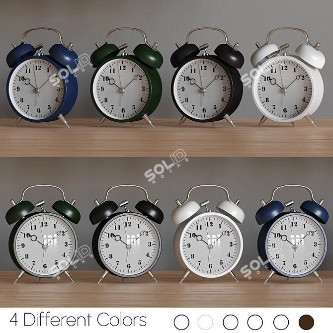 4 Variations Twin Bell Alarm Clock 3D model image 7